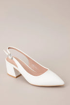 Women's Life In A Flash White Sling Back Heels | Heel Measures 2.5" 3