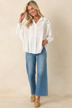 Women's Light as Air Ivory Gauzy Cotton Lace Detail Blouse | 100% Cotton 1