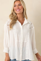 Women's Light as Air Ivory Gauzy Cotton Lace Detail Blouse | 100% Cotton 5
