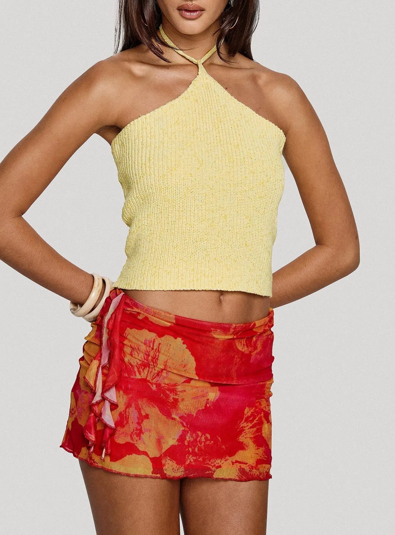Women's Liloha Frill Mesh Mini Skirt Orange Multi 0