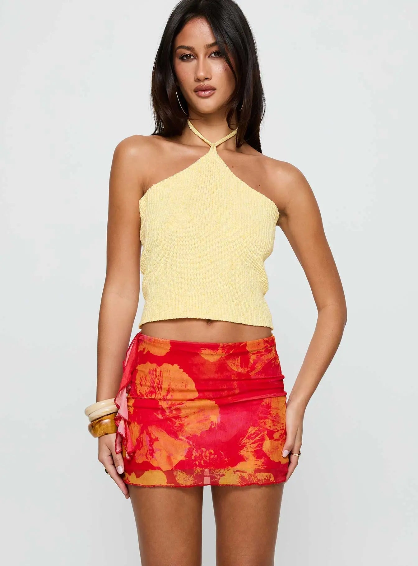 Women's Liloha Frill Mesh Mini Skirt Orange Multi 1
