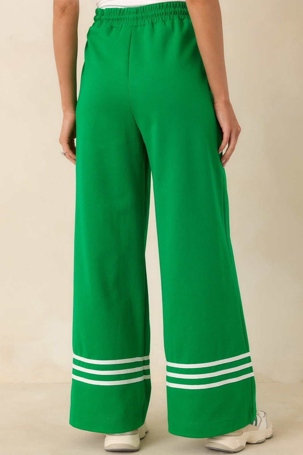 Women's Line & Leisure Green Cotton Blend Contrast Stripe Drawstring Pants | 60% Cotton & 40% Polyester 5