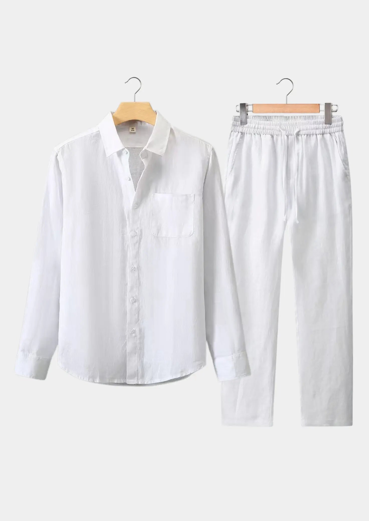 Women's Linen Longsleeve Summer Set - All White 0