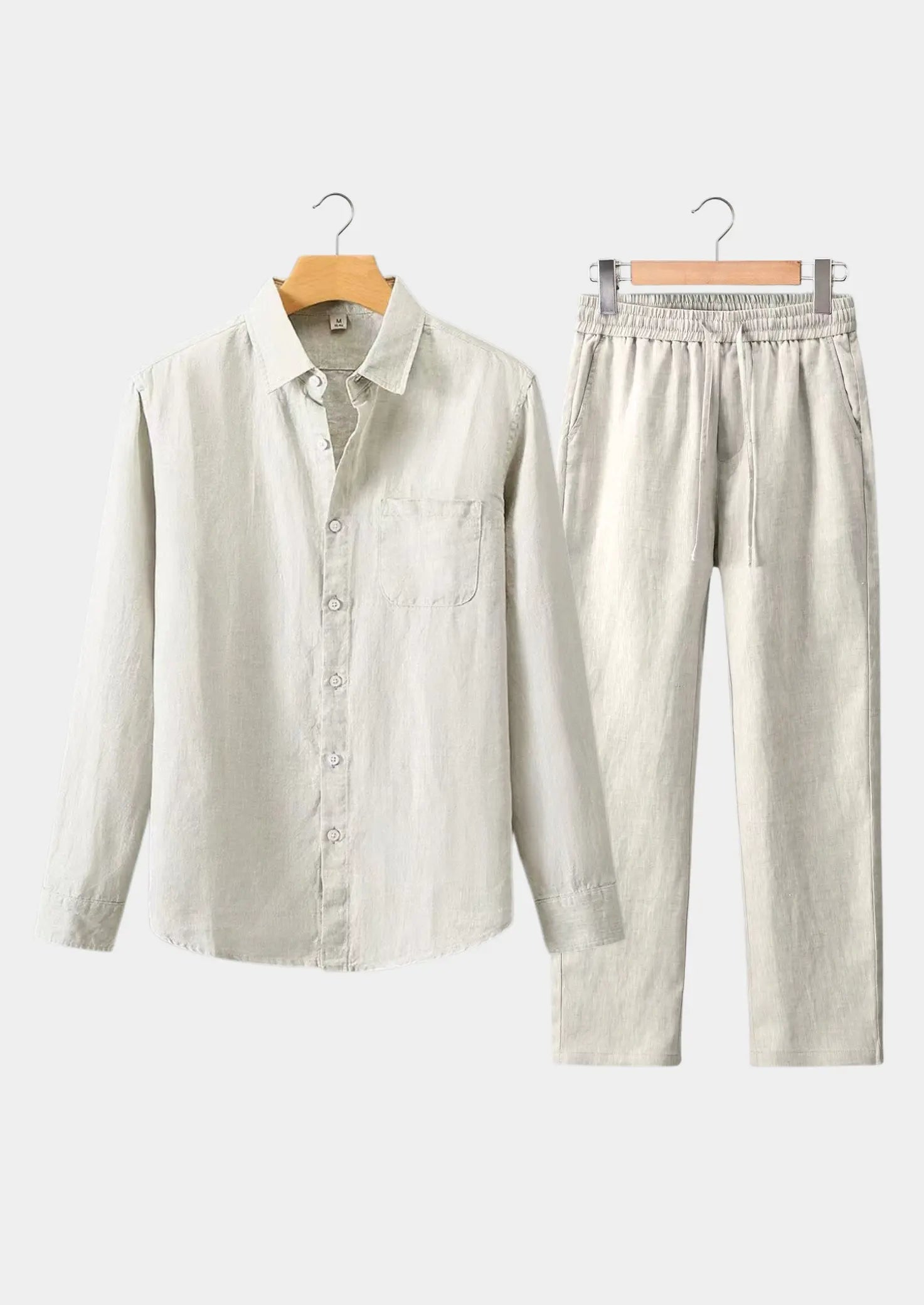Women's Linen Longsleeve Summer Set - Beige 0