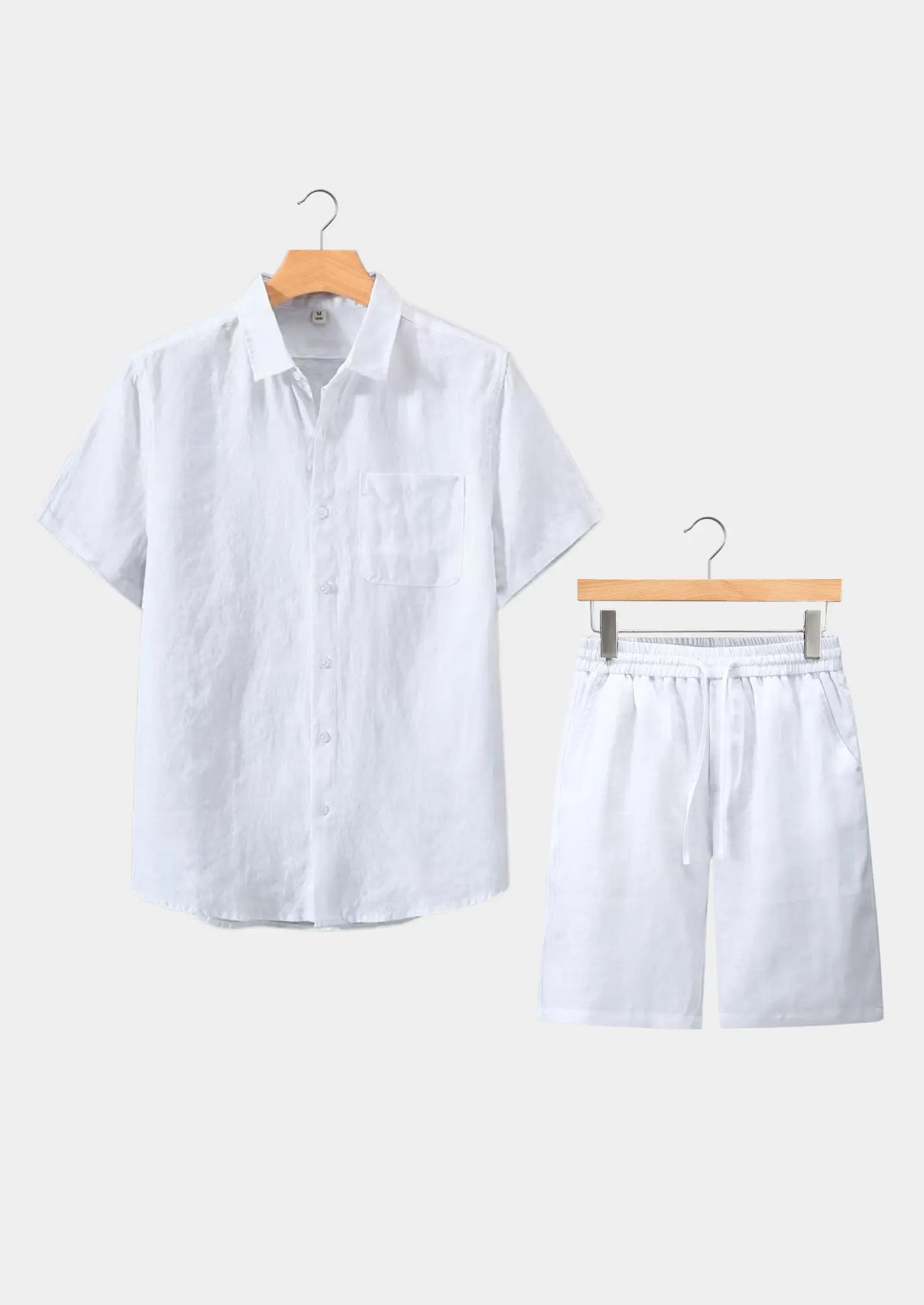 Women's Linen Shortsleeve Summer Set - White 0