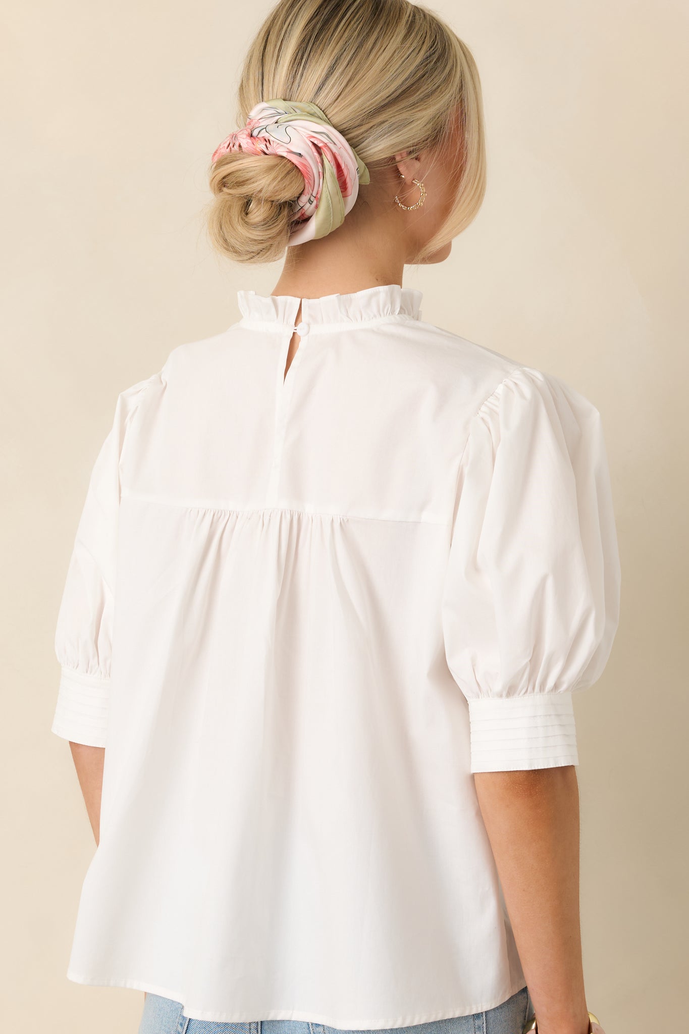 Women's Lines Yet Written White Cotton Pintuck and Lace Puff Sleeve Top | 100% Cotton 6