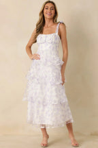 Women's Living In Wonderland Lavender Tulip Floral Midi Dress | 100% Polyester 0