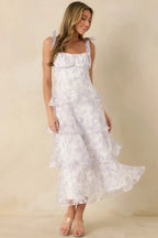 Women's Living In Wonderland Lavender Tulip Floral Midi Dress | 100% Polyester 4