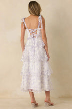 Women's Living In Wonderland Lavender Tulip Floral Midi Dress | 100% Polyester 7