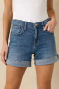 Women's Living Lightly Medium Wash Cotton High Waisted Denim Bermuda Shorts | 96% Cotton 0