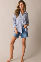 Women's Living Lightly Medium Wash Cotton High Waisted Denim Bermuda Shorts | 96% Cotton 7