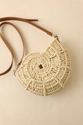 Women's Living on the Curve Ivory Natural Woven Nautilus Crossbody | This Bag Measures 9" in Length 0