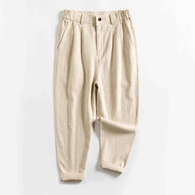 Women's Lorenzo Vitali Calf-Length Pleated Linen Pants | Fit: Regular fit with straight leg 0
