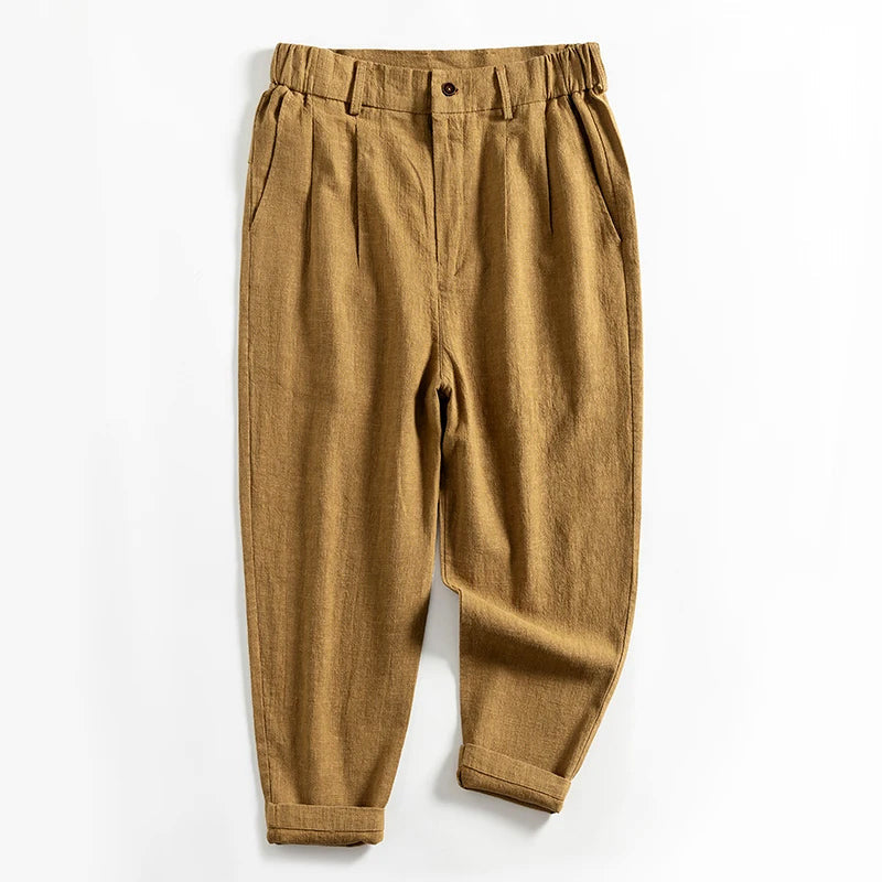 Women's Lorenzo Vitali Calf-Length Pleated Linen Pants | Fit: Regular fit with straight leg 1