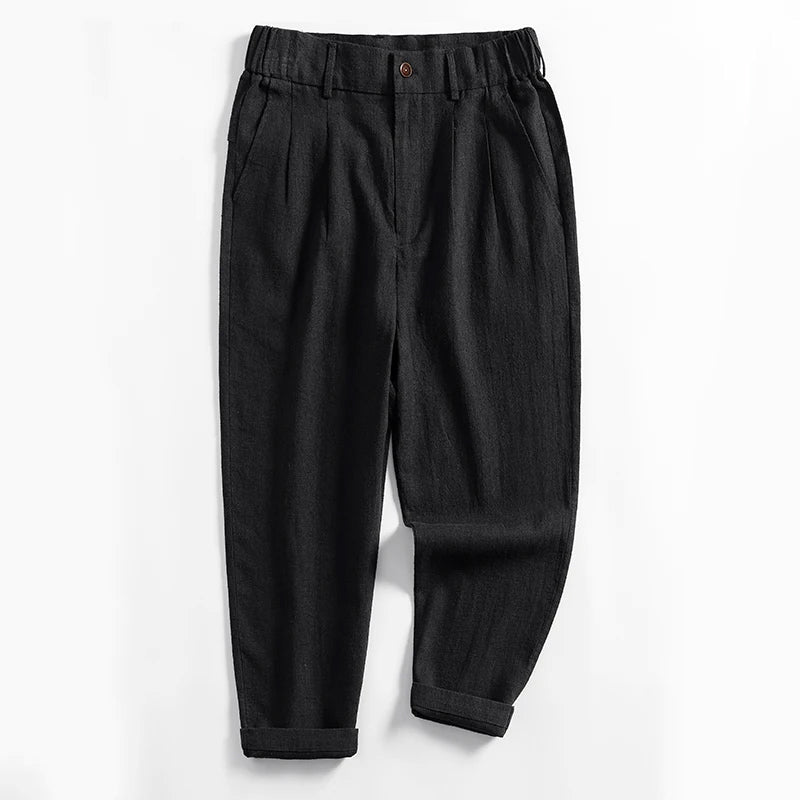 Women's Lorenzo Vitali Calf-Length Pleated Linen Pants | Fit: Regular fit with straight leg 2