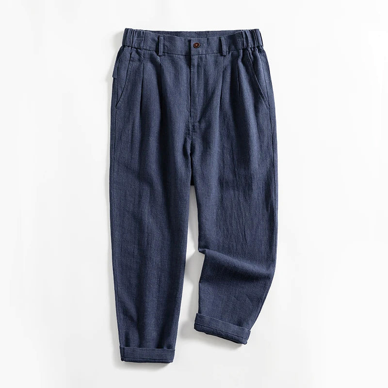 Women's Lorenzo Vitali Calf-Length Pleated Linen Pants | Fit: Regular fit with straight leg 4