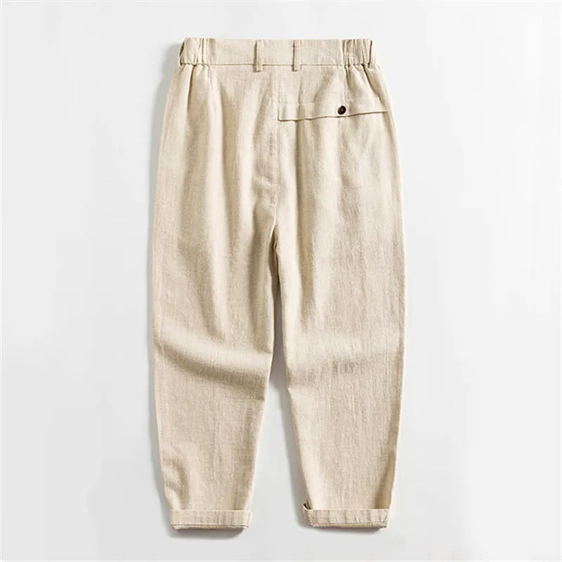 Women's Lorenzo Vitali Calf-Length Pleated Linen Pants | Fit: Regular fit with straight leg 5