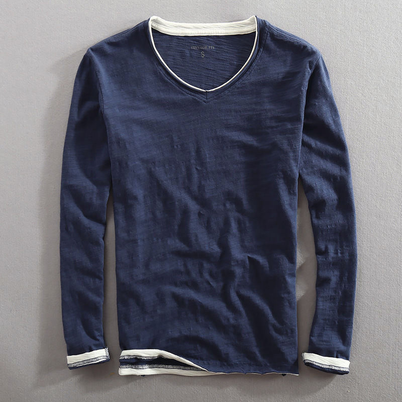 Women's Lorenzo Vitali Cotton V-Neck Long-Sleeve Top | Neckline: V-neck 0