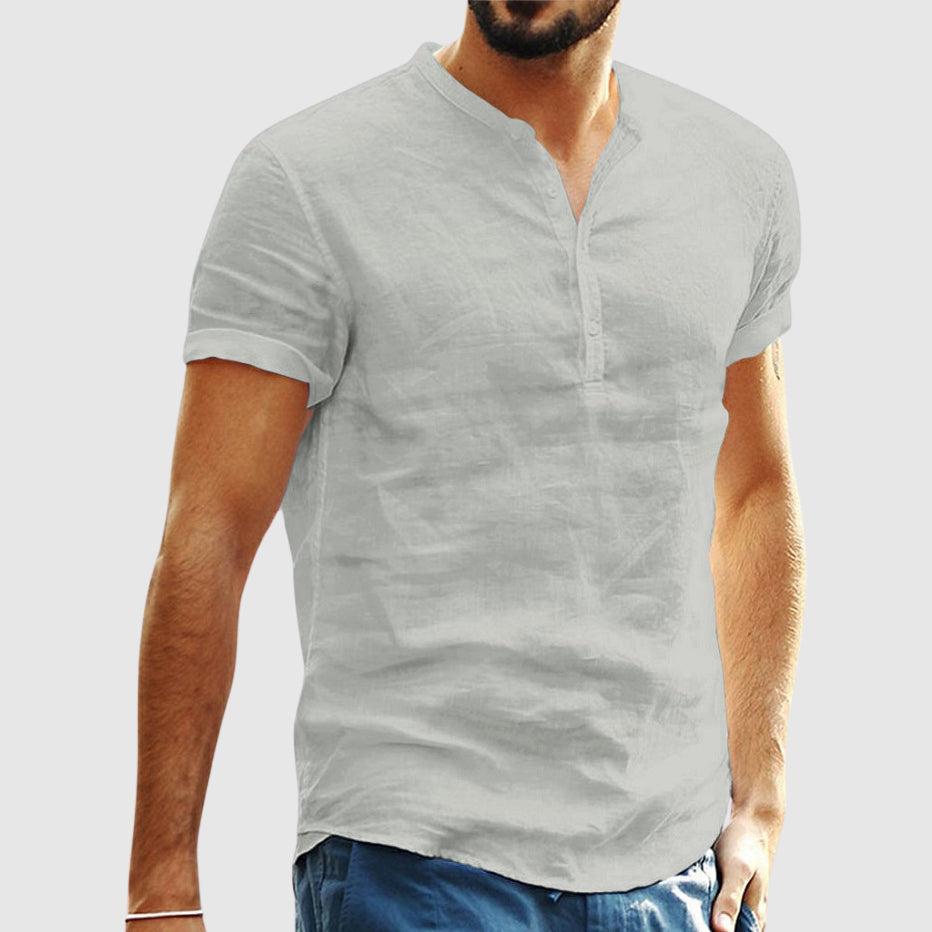 Women's Lorenzo Vitali Linen V-Neck Shirt | Material: Premium cotton-linen blend 3