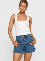 Women's Lou Carpenter Denim Shorts Mid Wash 1