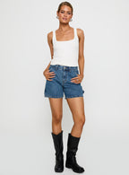 Women's Lou Carpenter Denim Shorts Mid Wash 2