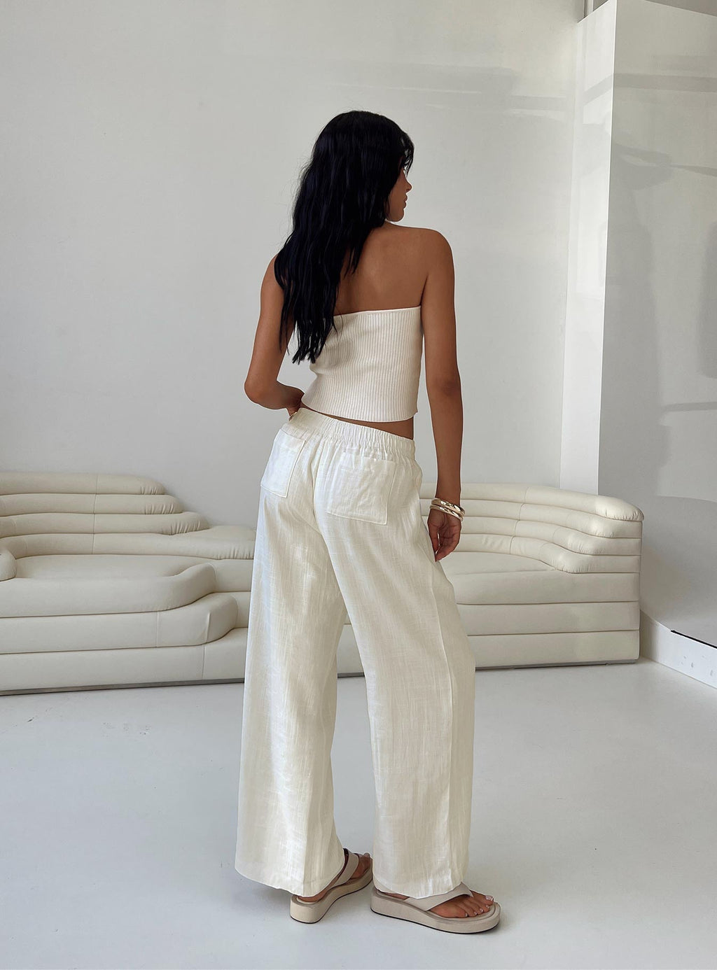 Women's Louis Linen Blend Pants Off White 3