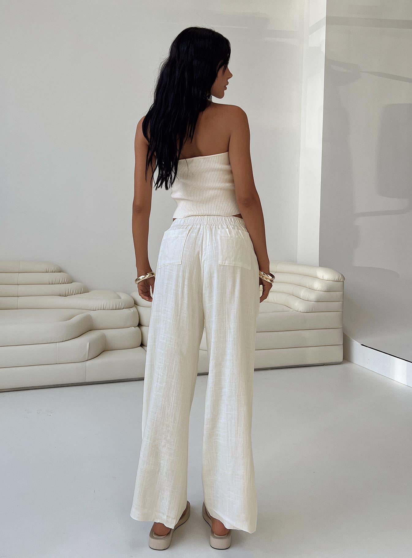 Women's Louis Linen Blend Pants Off White 4