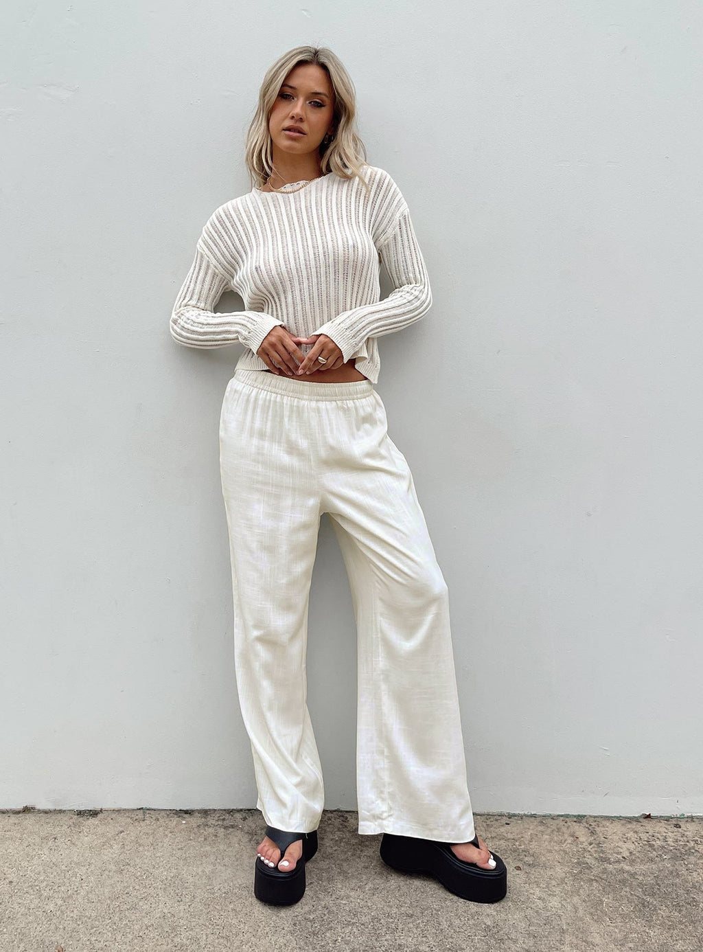 Women's Louis Linen Blend Pants Off White 5