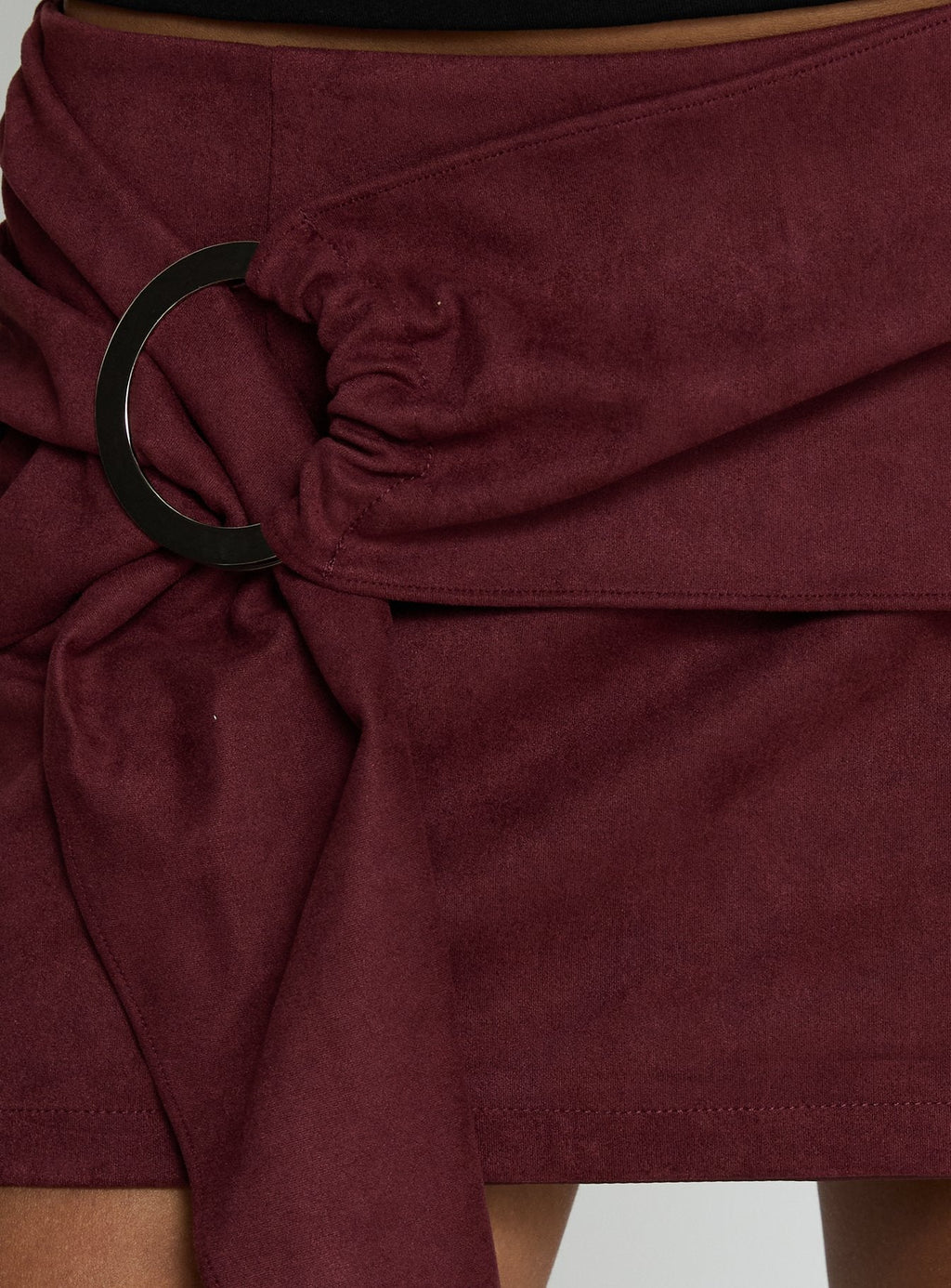 Women's Lowretta Faux Suede Belt Mini Skirt Burgundy | Faux suede mini skirt with belt detail 5