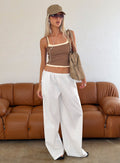 Women's Lunea Concealed Waistband Pants White | Wide-leg pants in a low-rise fit 0