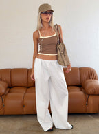 Women's Lunea Concealed Waistband Pants White | Wide-leg pants in a low-rise fit 0