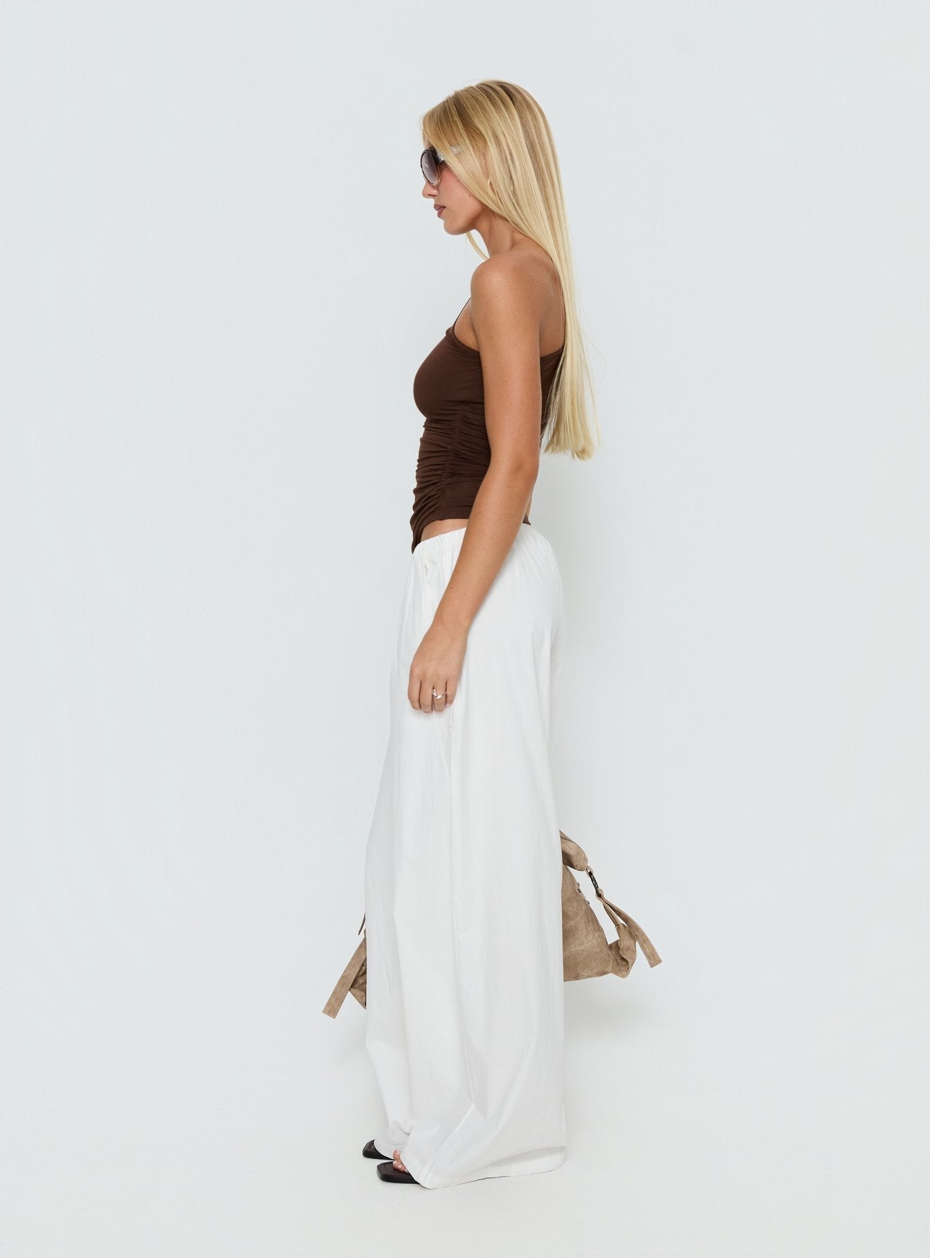 Women's Lunea Concealed Waistband Pants White | Wide-leg pants in a low-rise fit 3