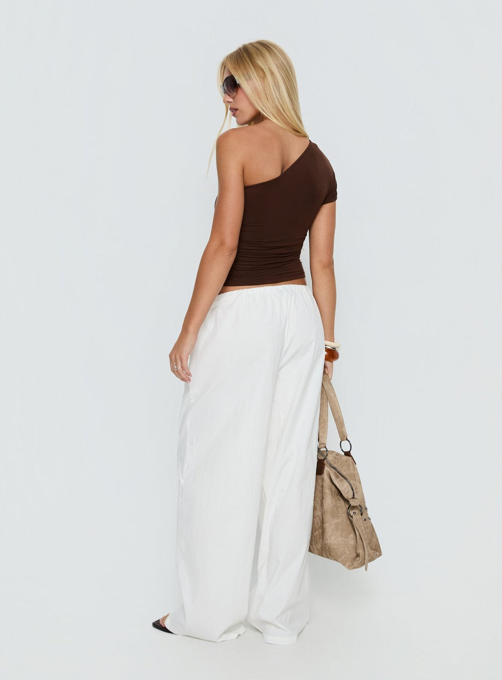 Women's Lunea Concealed Waistband Pants White | Wide-leg pants in a low-rise fit 4