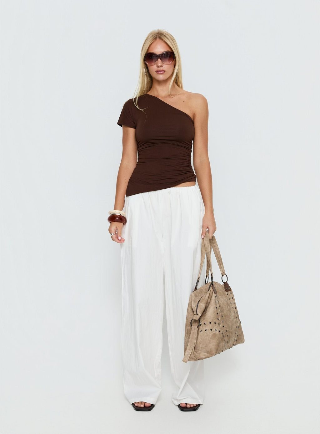 Women's Lunea Concealed Waistband Pants White | Wide-leg pants in a low-rise fit 6