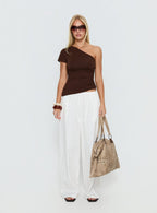 Women's Lunea Concealed Waistband Pants White | Wide-leg pants in a low-rise fit 6
