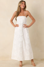 Women's MINKPINK Alessia White Cotton Floral Applique Lace-Back Maxi Dress | 100% Cotton 2