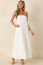 Women's MINKPINK Alessia White Cotton Floral Applique Lace-Back Maxi Dress | 100% Cotton 4