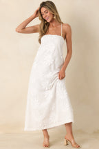Women's MINKPINK Alessia White Cotton Floral Applique Lace-Back Maxi Dress | 100% Cotton 5