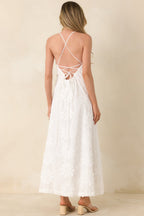 Women's MINKPINK Alessia White Cotton Floral Applique Lace-Back Maxi Dress | 100% Cotton 6