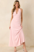 Women's MINKPINK Amelia Soft Pink Halter Midi Dress | 95% Polyester & 5% Elastane 0