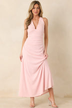 Women's MINKPINK Amelia Soft Pink Halter Midi Dress | 95% Polyester & 5% Elastane 0