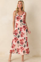 Women's MINKPINK Arabella Red Floral Mesh Midi Dress | 100% Polyester 5