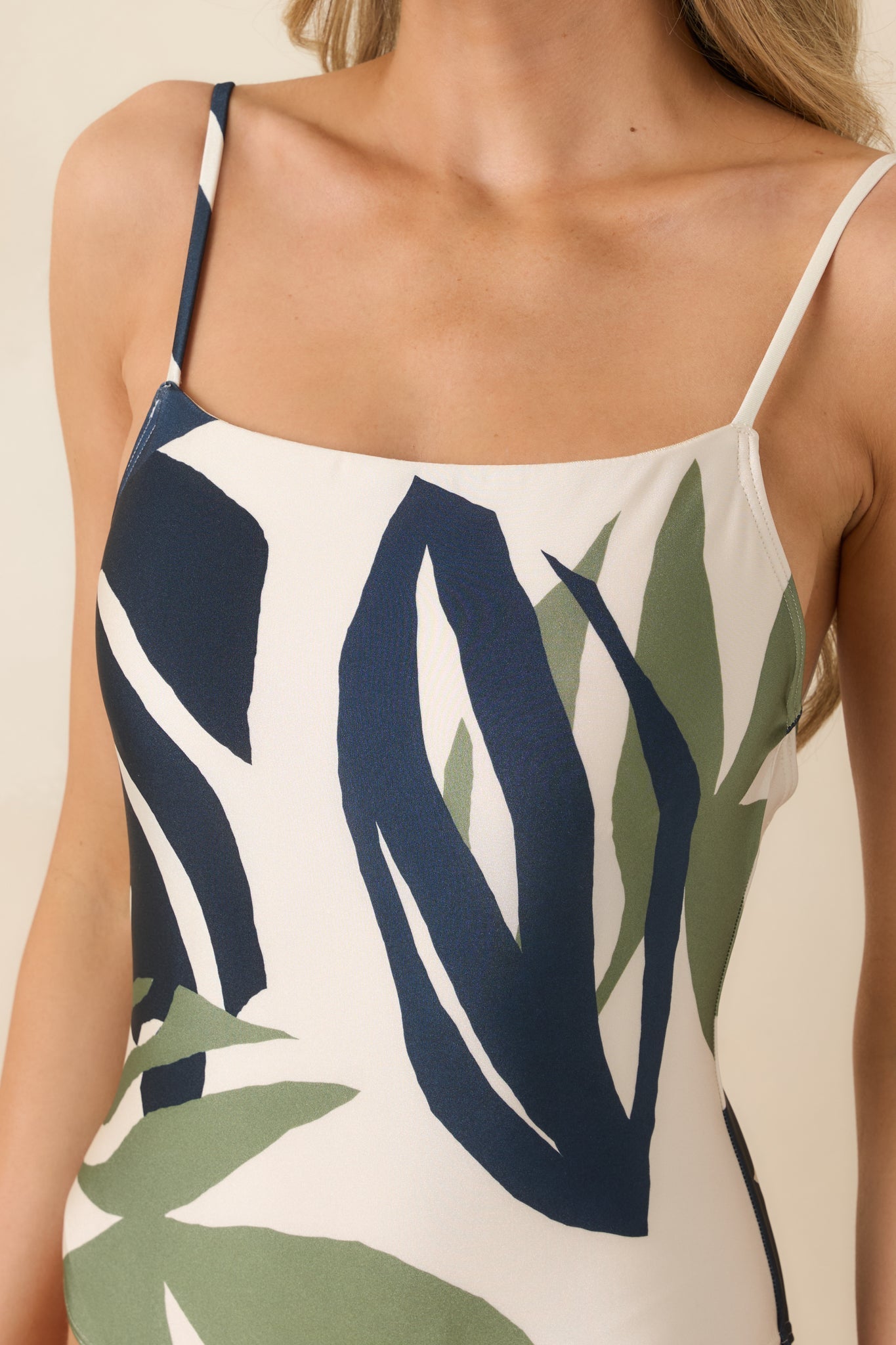 Women's MINKPINK Azure Green & Blue Palm Leaves Scoop Back One Piece | 82% Polyamide & 18% Elastane 2