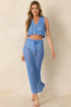 Women's MINKPINK Balmy Blue Crochet Crop Top | 60% Cotton & 40% Acrylic 1