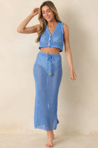 Women's MINKPINK Balmy Blue Crochet Crop Top | 60% Cotton & 40% Acrylic 7