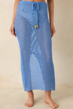 Women's MINKPINK Balmy Blue Crochet Hipster Skirt | 60% Cotton & 40% Acrylic 0