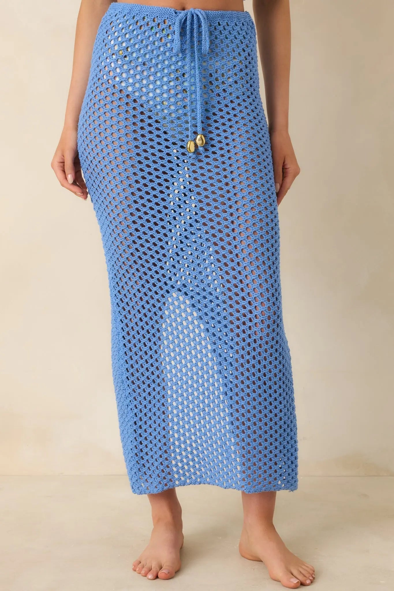 Women's MINKPINK Balmy Blue Crochet Hipster Skirt | 60% Cotton & 40% Acrylic 0