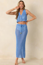 Women's MINKPINK Balmy Blue Crochet Hipster Skirt | 60% Cotton & 40% Acrylic 3