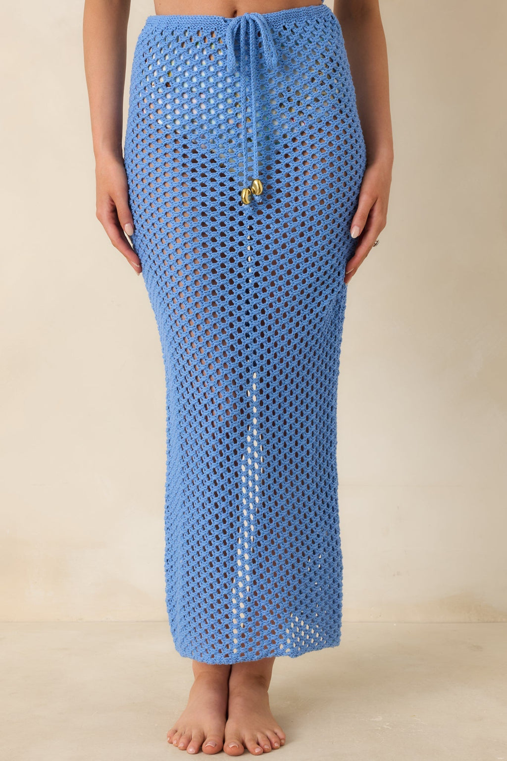 Women's MINKPINK Balmy Blue Crochet Hipster Skirt | 60% Cotton & 40% Acrylic 5