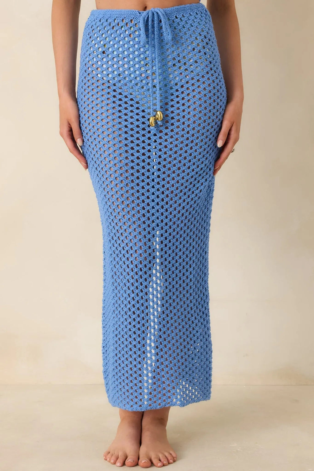 Women's MINKPINK Balmy Blue Crochet Hipster Skirt | 60% Cotton & 40% Acrylic 5